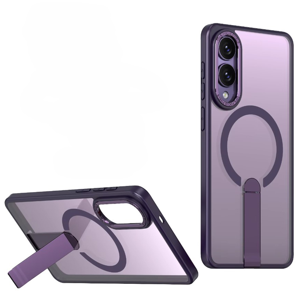Чехол Color Matte with Metal Stand для Samsung Galaxy S25 Edge с поддержкой беспроводной зарядки и выдвижной подставкой фиолетовый