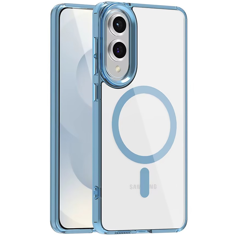Чехол Ice Color Frame Magnetic Ring для Samsung Galaxy S25 Edge с поддержкой беспроводной зарядки голубой
