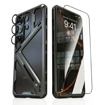 Чехол Metal Bamper Luphie Design для Samsung Galaxy S25 Ultra / CD Pattern на камеру / защитная пленка Ceramics Full Coverage