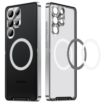 Чехол Metal Glass для Samsung Galaxy S25 Ultra с металлическим кольцом и дополнительной защитой на камеру