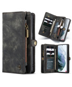 Чехол-кошелек CaseMe Retro Leather для Samsung Galaxy S21 Ultra, Black