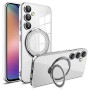Силіконовий чохол накладка Clear Case для Samsung Galaxy S24 Plus з металевим кільцем тримачем та захистом для камери