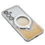 Силіконовий чохол накладка Glitter Case для Samsung Galaxy S24 з металевим кільцем тримачем та захистом для камери