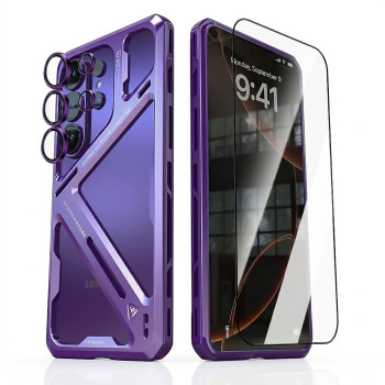 Чохол Metal Bamper Luphie Design для Samsung Galaxy S26 Ultra / CD Pattern на камеру / захисна плівка Ceramics Full Coverage