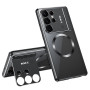 Чехол Metal Glass Camera Stand для Samsung Galaxy S26 Ultra с поддержкой беспроводной зарядки
