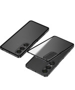 Чехол - накладка Metal Glass для Sony Xperia 1 VII / 1 VI с металлическим кольцом и дополнительной защитой на камеру