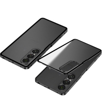 Чохол накладка Metal Glass для Sony Xperia 1 VII / 1 VI з металевим кільцем та додатковим захистом на камеру