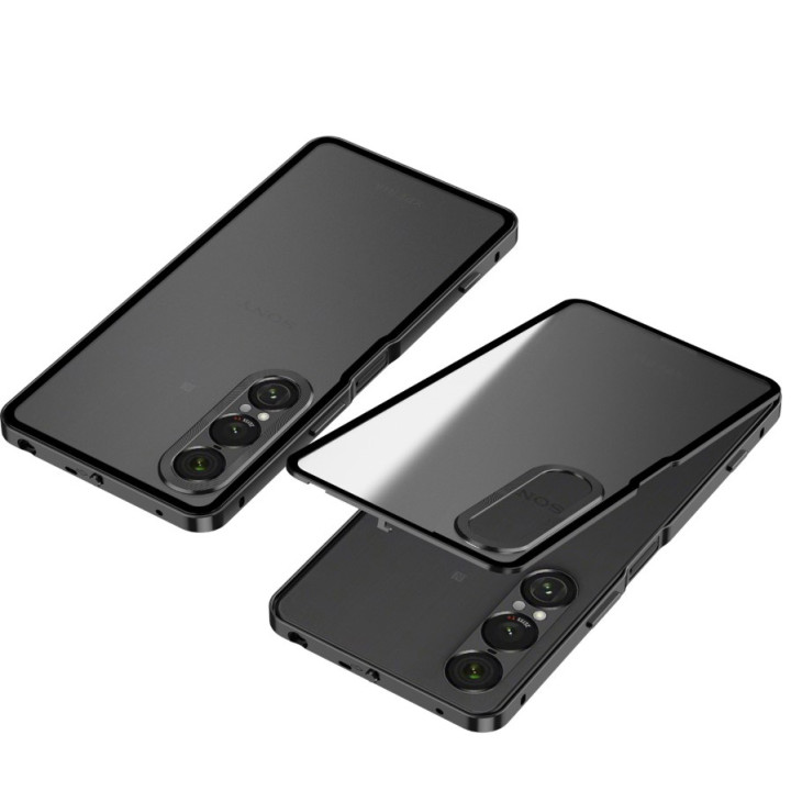 Чохол накладка Metal Glass для Sony Xperia 1 VII / 1 VI з металевим кільцем та додатковим захистом на камеру