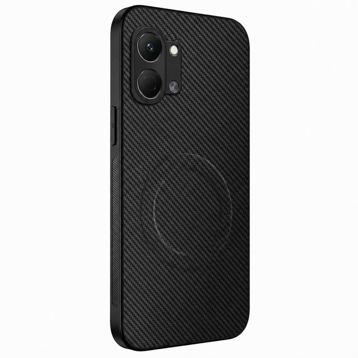 Чехол Carbon Shield with Ring для Tecno Spark Go 3 с поддержкой беспроводной зарядки