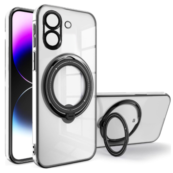 Силіконовий чохол накладка Clear Case для Poco C65 / Redmi 13C 4G з металевим кільцем тримачем та захистом для камери