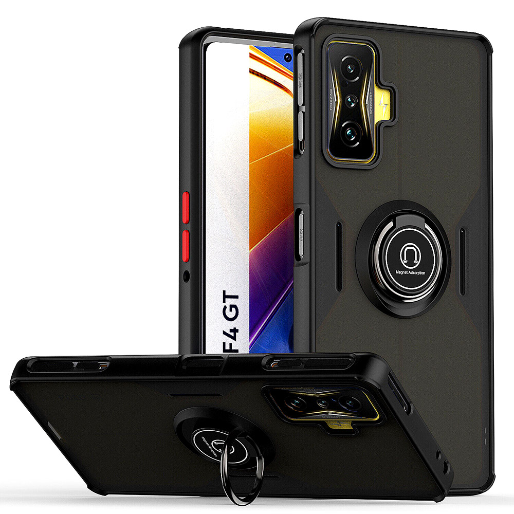 Чохол - накладка TPU Color Matte Ring для Xiaomi Poco F4 GT чорно-червоний