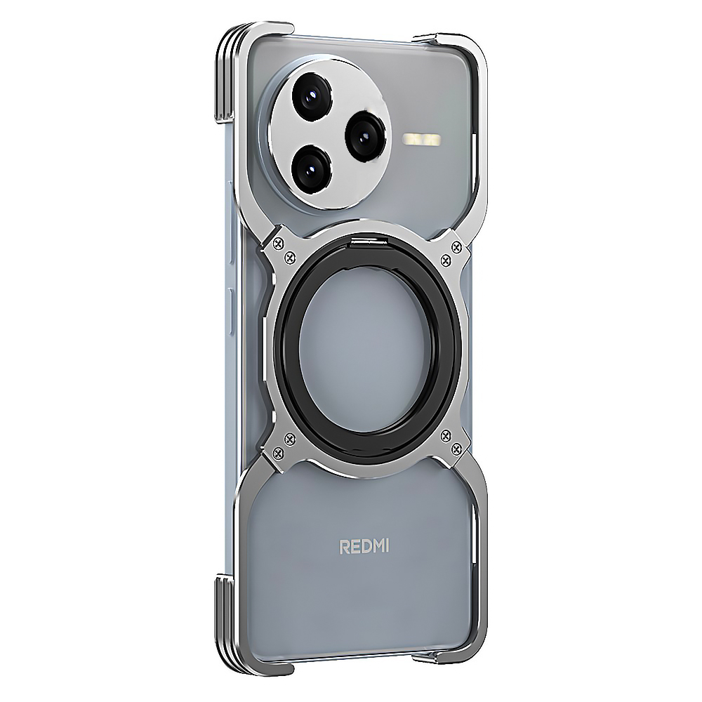 Чехол Metal Bamper with Ring для Xiaomi Poco F7 Pro / Redmi K80 с защитой на камеру серебряный Чехол Metal Bamper with Ring для Xiaomi Poco F7 Pro / Redmi K80 с защитой на камеру серебряный