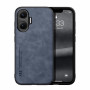 Кожаный чехол X&E для Xiaomi Poco F7 с металлической вставкой серый
