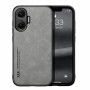 Кожаный чехол X&E для Xiaomi Poco F7 с металлической вставкой серый