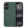 Кожаный чехол X&E для Xiaomi Poco F7 с металлической вставкой серый