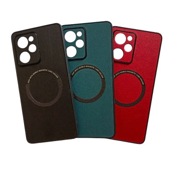 Кожаный чехол - накладка Leather Hybrid Case для Xiaomi Poco X5 Pro с металлической вставкой