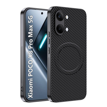Чехол Carbon Shield with Ring для Xiaomi Poco X8 Pro Max с поддержкой беспроводной зарядки