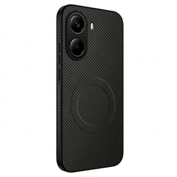Чехол Carbon Shield with Ring для Xiaomi Poco X8 Pro с поддержкой беспроводной зарядки