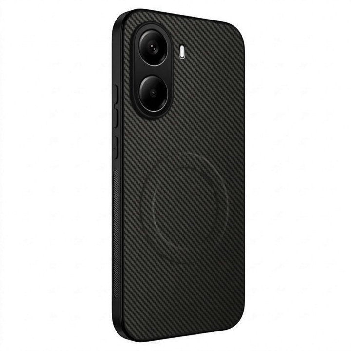 Чохол Carbon Shield with Ring для Xiaomi Poco X8 Pro з підтримкою бездротової зарядки