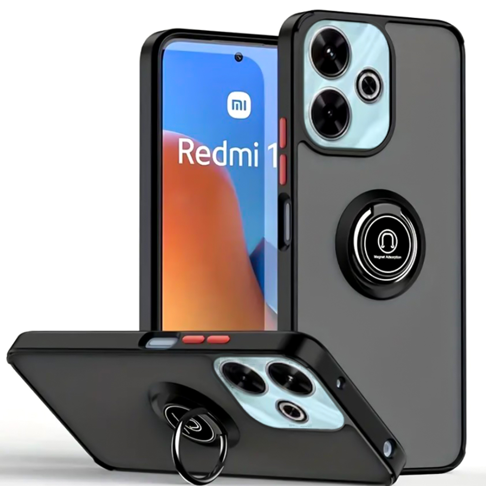 Чехол - накладка TPU Color Matte Ring для Xiaomi Redmi 13 4G / Redmi 13 5G / Poco M6 4G черный с красным