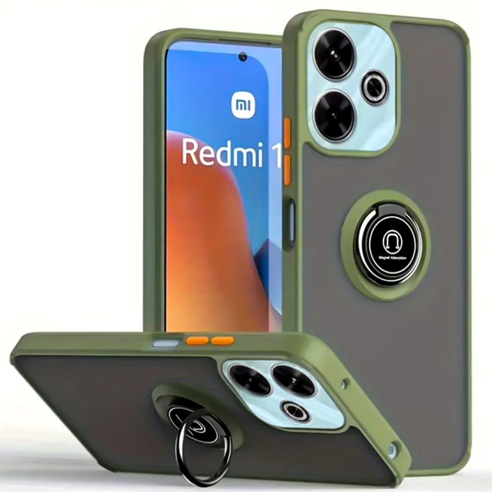 Чохол - накладка TPU Color Matte Ring для Xiaomi Redmi 13 4G / Redmi 13 5G / Poco M6 4G оливковий