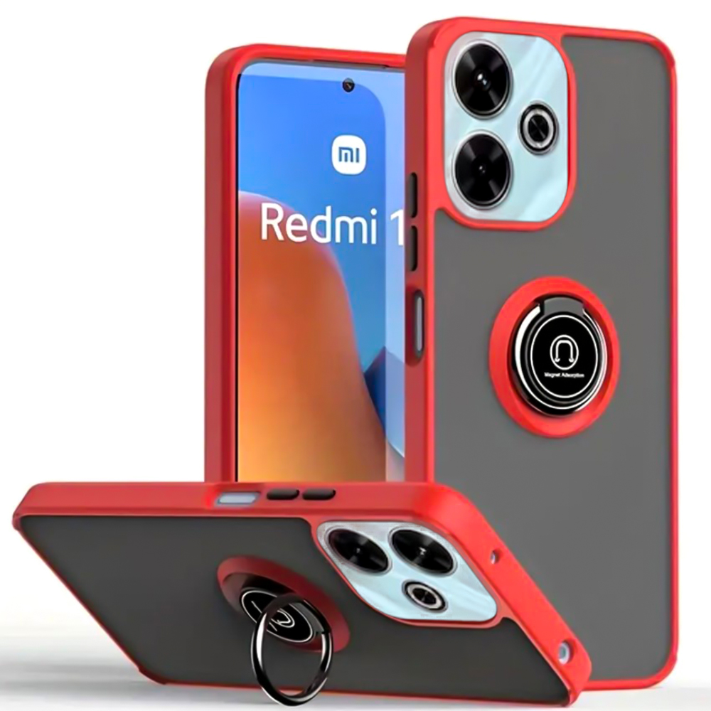 Чехол - накладка TPU Color Matte Ring для Xiaomi Redmi 13 4G / Redmi 13 5G / Poco M6 4G красный