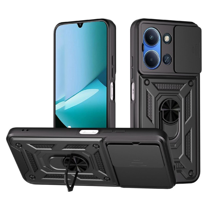 Чехол накладка Ricco Camera Sliding для Xiaomi Poco C85 4G / Redmi 15C 4G с металлическим кольцом и защитой камеры