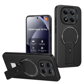 Чехол Carbon Shield with Stand для Xiaomi Redmi Note 15 Pro 4G с поддержкой беспроводной зарядки