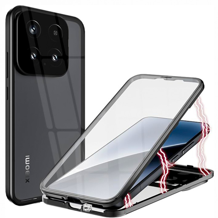 Магнитный чехол Metal Glass 360 для Xiaomi 15 с защитой экрана и камеры