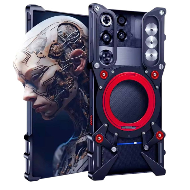 Чехол Metal Cyber Bamper для ZTE nubia RedMagic 11 Pro / 11 Pro+​ с кольцом и шнурком - держателем