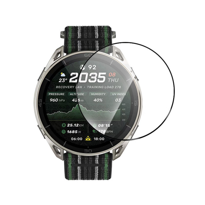 Противоударное защитное стекло SoftGlass Full Cover PMMA для смарт-часов Amazfit Cheetah 2 Ultra, Black