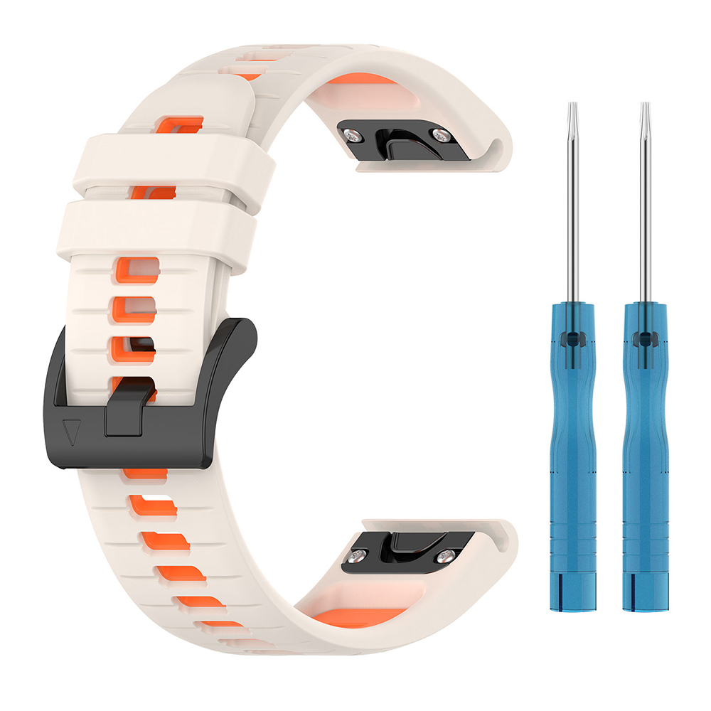 Ремешок Sport Silicone Dual Color для смарт-часов Garmin Fenix 8 43mm, 20мм кремово-оранжевый