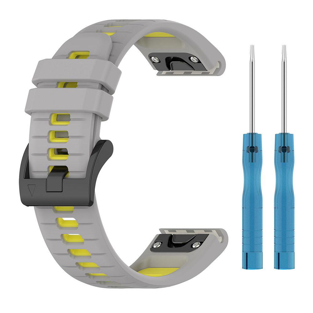 Ремешок Sport Silicone Dual Color для смарт-часов Garmin Fenix 8 43mm, 20мм серо-желтый