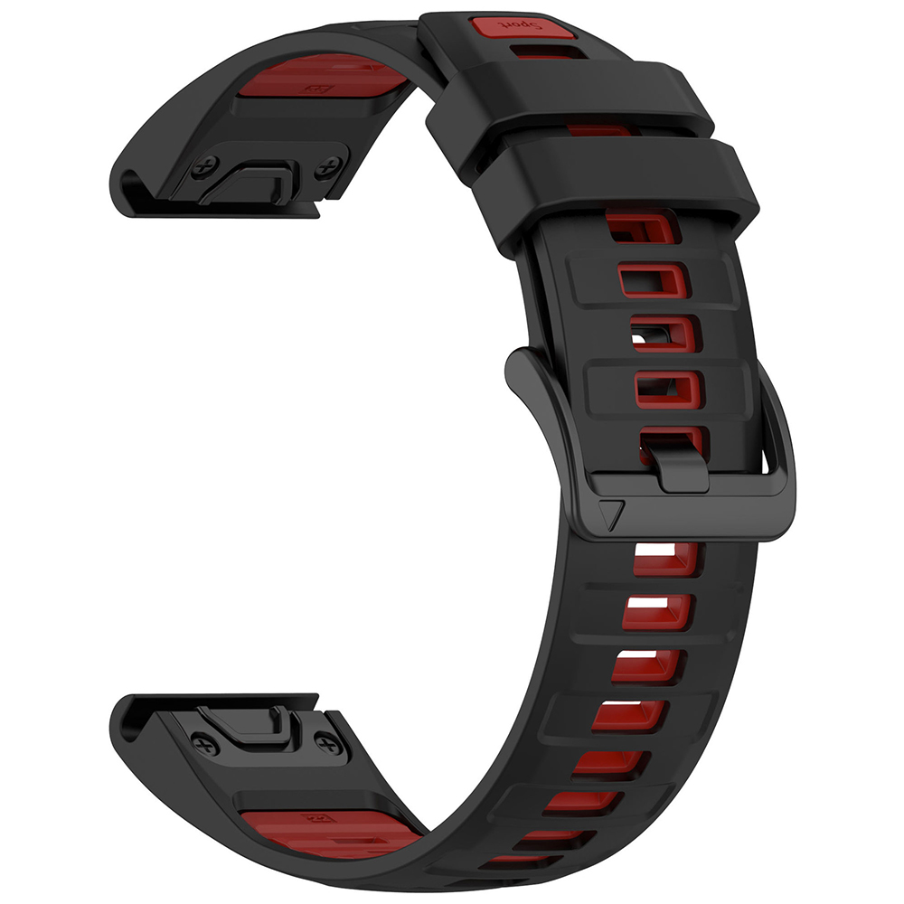 Ремінець Sport Silicone Dual Color для Garmin Fenix 8 51mm / Tactix 8 51mm, 26mm​​ чорно-червоний