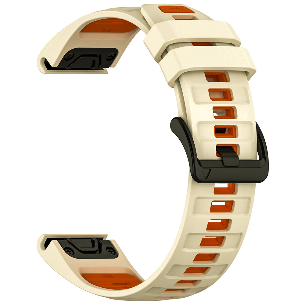 Ремешок Sport Silicone Dual Color для Garmin Fenix 8 51mm / Tactix 8 51mm, 26mm​​ кремово-оранжевый