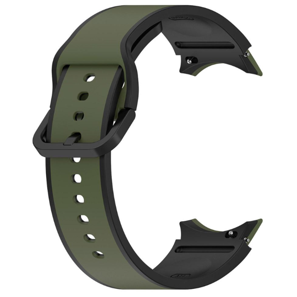Силиконовый ремешок Silicone Dual Color для смарт часов Samsung Galaxy Watch 6 / 5 / 4, 22mm черно-оливковый