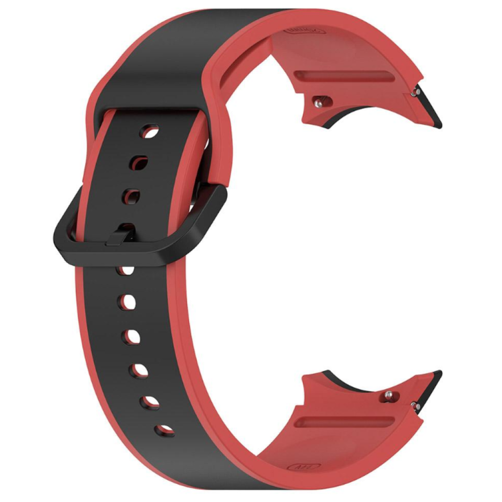Силиконовый ремешок Silicone Dual Color для смарт часов Samsung Galaxy Watch 6 / 5 / 4, 22mm чёрно-красный