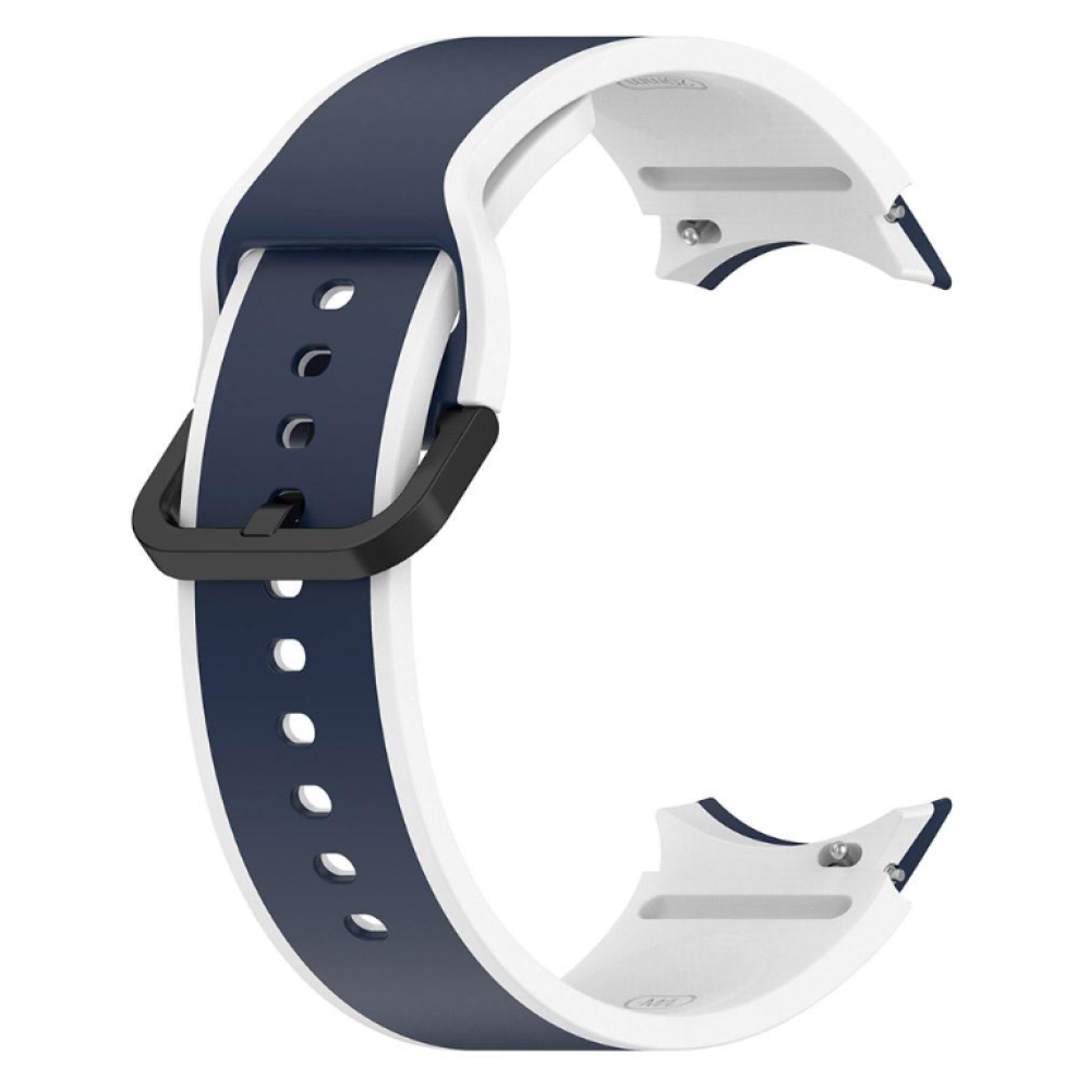 Силіконовий ремінець Silicone Dual Color для смарт годинника Samsung Galaxy Watch 6 / 5 / 4, 22mm білий з синім