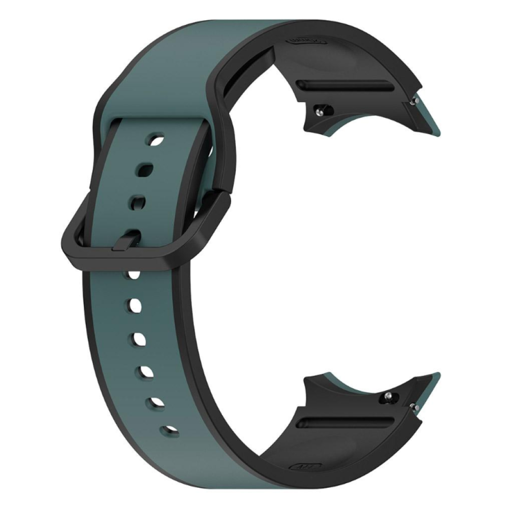 Силіконовий ремінець Silicone Dual Color для смарт годинника Samsung Galaxy Watch 6 / 5 / 4, 22mm чорний із зеленим