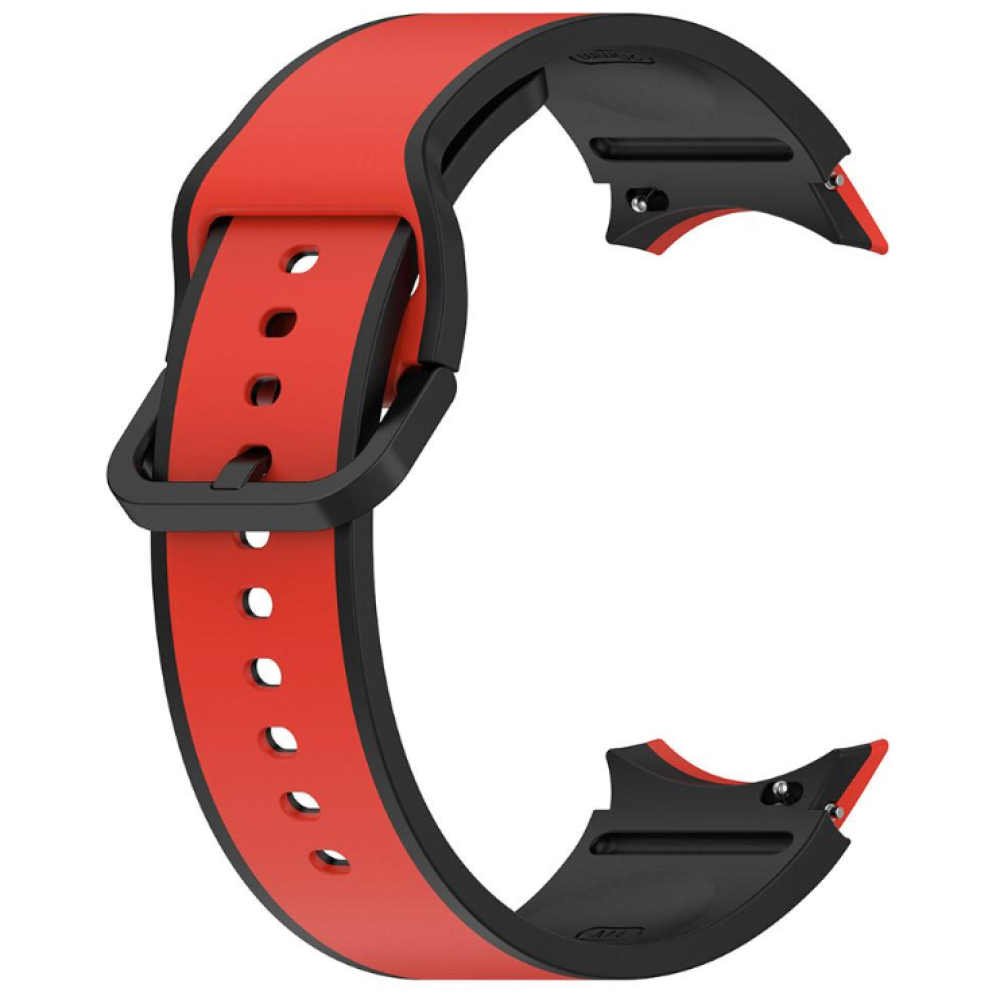 Силиконовый ремешок Silicone Dual Color для смарт часов Samsung Galaxy Watch 6 / 5 / 4, 22mm красно-черный