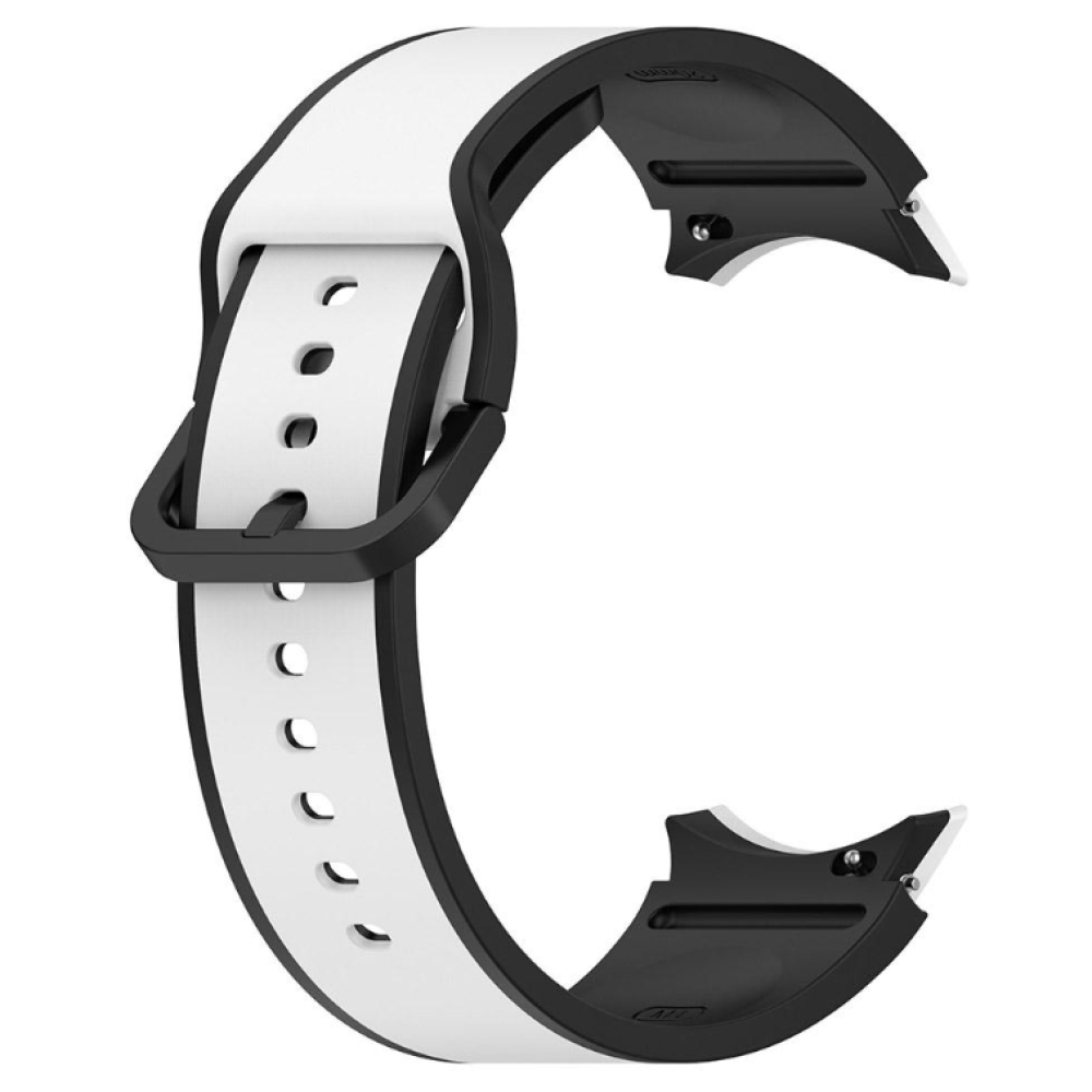 Силиконовый ремешок Silicone Dual Color для смарт часов Samsung Galaxy Watch 6 / 5 / 4, 22mm белый с черным