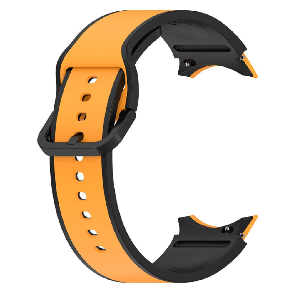 Силиконовый ремешок Silicone Dual Color для смарт часов Samsung Galaxy Watch 6 / 5 / 4, 22mm черный с желтым