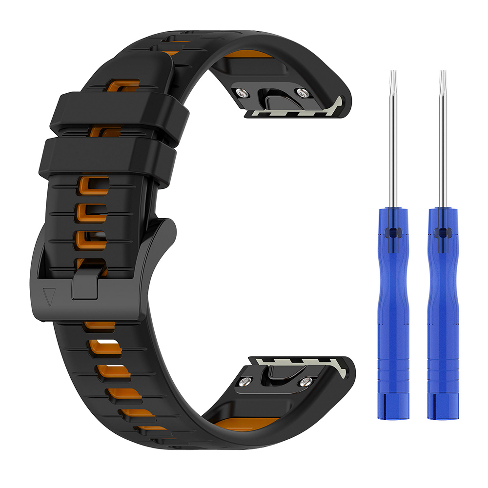 Ремешок Sport Silicone Dual Color для смартчасов Garmin Descent G1 / G2, 22mm черный с оранжевым