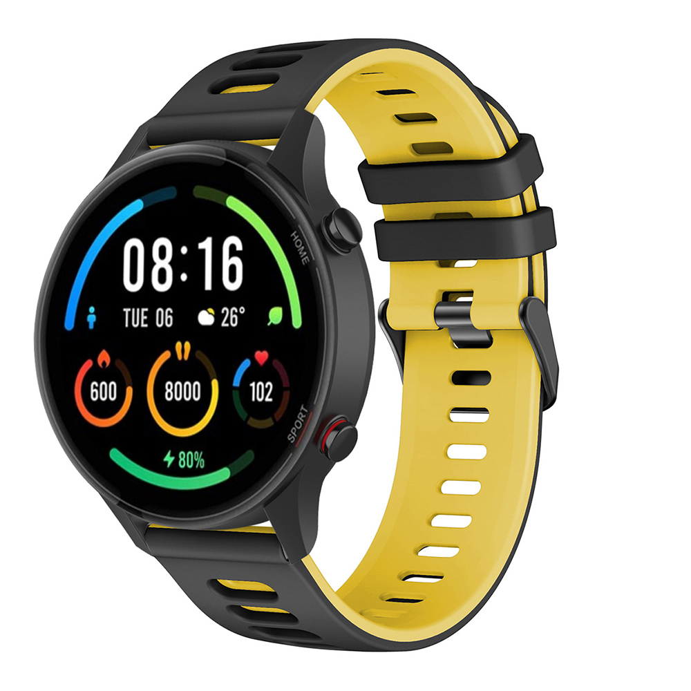 Ремешок Sport Silicone Dual Color для Xiaomi Black Shark GT / Watch S1 22mm черный с желтым