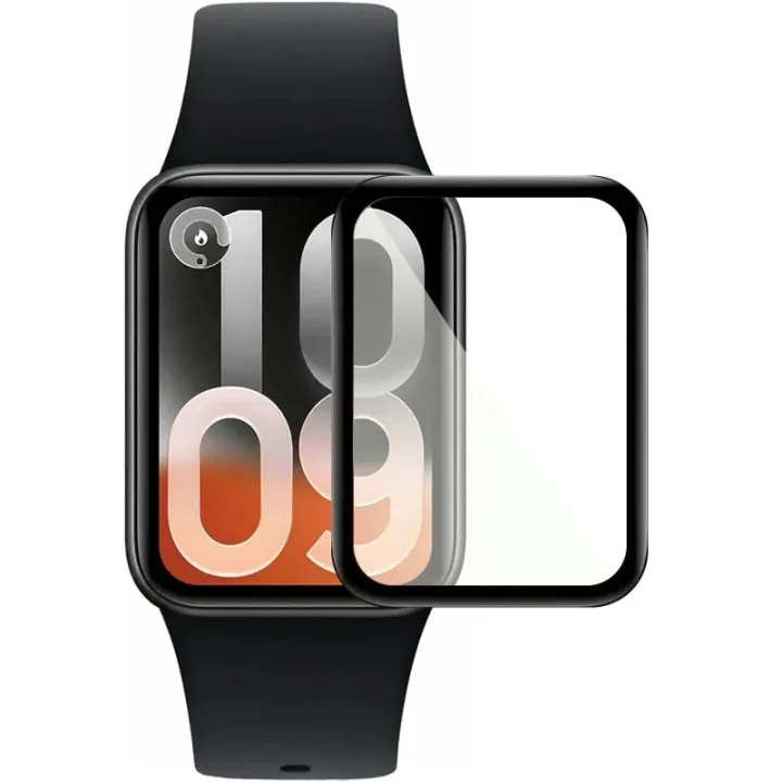Противоударное защитное стекло SoftGlass Full Cover PMMA  для смарт-часов Xiaomi Smart Band 10 Pro , Black с рамкой для поклейки