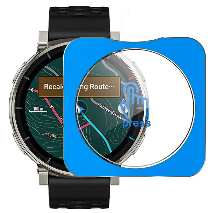 Защитное стекло HD Clear для смарт-часов Amazfit Active 3 Premium с рамкой для поклейки