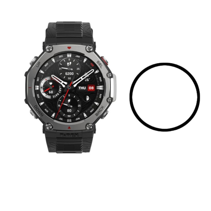 Противоударное защитное стекло SoftGlass Full Cover PMMA для Amazfit T-Rex 3, Black
