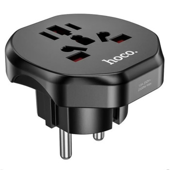 Мережевий перехідник Hoco AC6 для різних типів розеток EU, US, UK, AU, Black