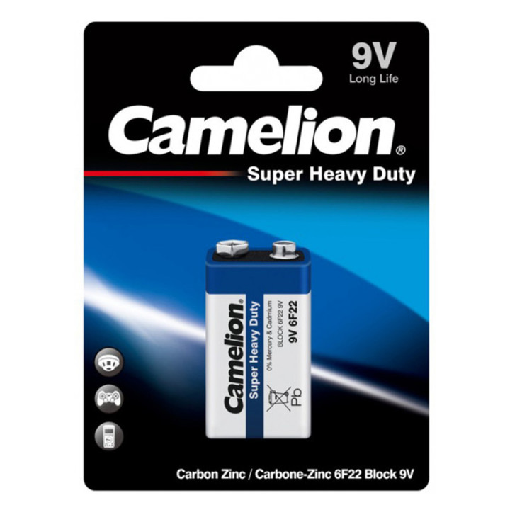 Батарейка Camelion 6F22 Super Heavy Duty Zinc-Carbon 9V Krona, Blue