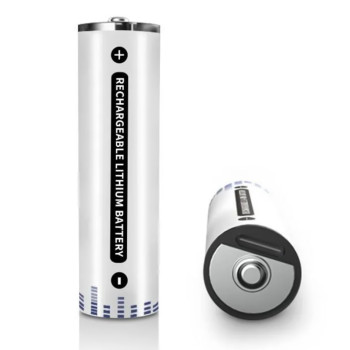 Акумуляторні батарейки AA 2500mAh 1.5V з роз'ємом Type-C для зарядки 4шт, White